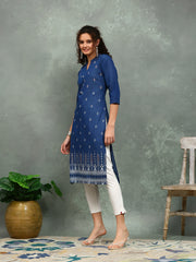 Printed Denim Kurta