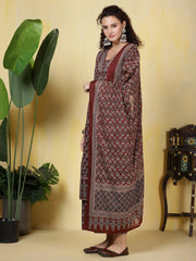 Printed Cotton Blend Kurta With Pants & Dupatta