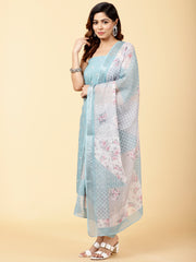 Digital Printed Cotton Unstitched Suit Piece With Dupatta