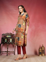 Kantha Work Cotton Blend Kurta With Pants