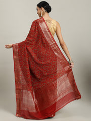 Digital Printed Cotton Blend Woven Saree