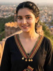 Embroidered Cotton Blend Kurta With Pant