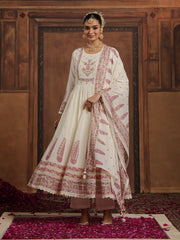 Woven Design Cotton Blend Kurta With Pant & Dupatta