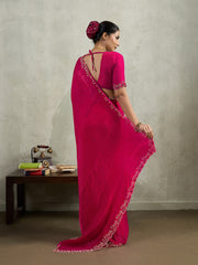 Embroidered Satin Saree