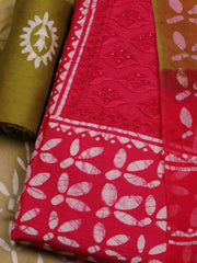 Printed Cotton Blend Unstitched Suit With Dupatta