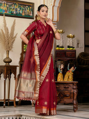 Woven Design Linen Saree
