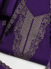 Neck Embroidered Chanderi Unstitched Suit With Dupatta