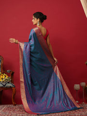 Woven Design Art Silk Lake Blue Saree