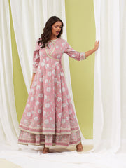 Floral Printed Cotton Anarkali kurta