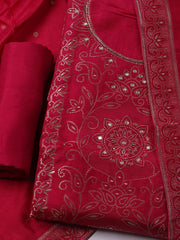 Woven Design Chanderi Unstitched Kurta With Pant & Dupatta