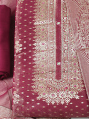 Woven Design Organza Unstitched Suit With Dupatta