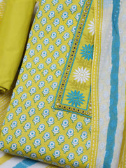 Printed Cotton Blend Unstitched Suit With Dupatta