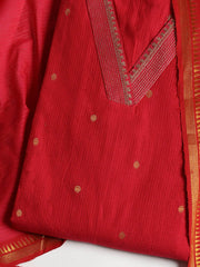 Neck Embroidered Cotton Blend Unstitched Suit With Dupatta