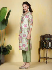 Neck Embroidered Muslin Kurta With Pants