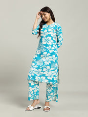 Printed Cotton Blend Kurta With Pants