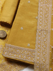 Woven Design Chanderi Unstitched Suit With Pant & Dupatta