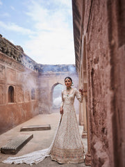 Resham Zari Jaal Georgette Anarkali Kurta With Churidar & Dupatta