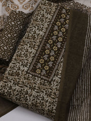 Printed Cotton Blend Unstitched Suit With Dupatta