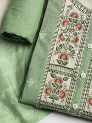 Neck Embroidered Cotton Blend Unstitched Suit With Dupatta