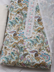 Printed Cotton Blend Unstitched Suit With Dupatta