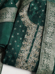 Neck Embroidered Chanderi Unstitched Suit With Dupatta