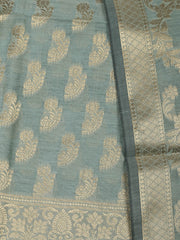Woven Design Chanderi Unstitched Suit With Pant & Dupatta