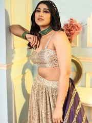 Digital Print Satin Unstitched Lehenga Choli With Dupatta