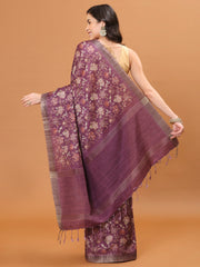 Digital Floral Printed Tussar Saree