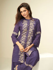 Embroidered Art Silk Kurti With Pant
