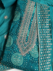 Neck Embroidered Cotton Blend Unstitched Suit With Dupatta