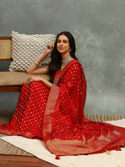 Stone Work Satin Embroidery Saree