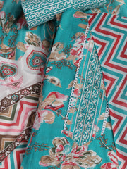 Neck Embroidered Cotton Blend Unstitched Suit With Dupatta