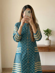 Printed Cotton Blend Kurta With Pant