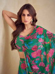 Embroidered Chinnon Silk Straight Choli & Skirt With Jacket