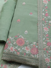 Embroidered Chiffon Unstitched Suit With Dupatta