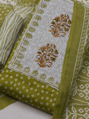 Printed Cotton Blend Unstitched Suit With Dupatta