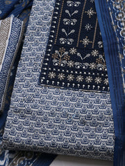 Printed Cotton Blend Unstitched Suit With Dupatta