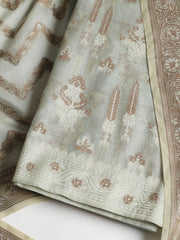 Woven Banarasi Chanderi Unstitched Suit With Dupatta