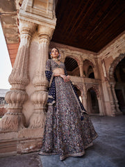 Resham Zari Embroidery Georgette Choli With Lehenga & Dupatta