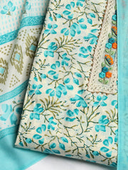 Printed Cotton Blend Unstitched Suit With Dupatta