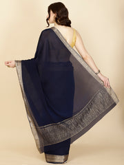 Plain Zari Border Crepe Saree