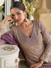 Embroidered Georgette Suit With Pant & Dupatta