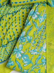 Printed Cotton Blend Unstitched Suit With Dupatta