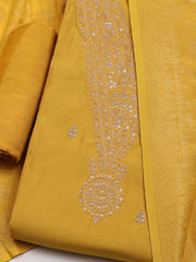 Embroidered Chanderi Unstitched Suit With Dupatta