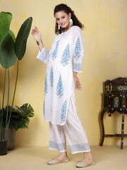 Printed Cotton Blend Kurta With Pants