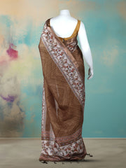 Printed Art Silk Beige Saree