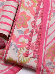 Embroidered Cotton Blend Unstitched Suit With Pant & Dupatta