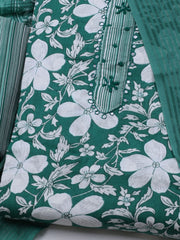 Floral Printed Cotton Blend Unstitched Suit With Dupatta