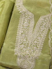 Embroidered Tissue Unstitched Kurta With Pant & Dupatta