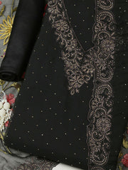 Embellished Organza Unstitched Suit With Pant & Dupatta